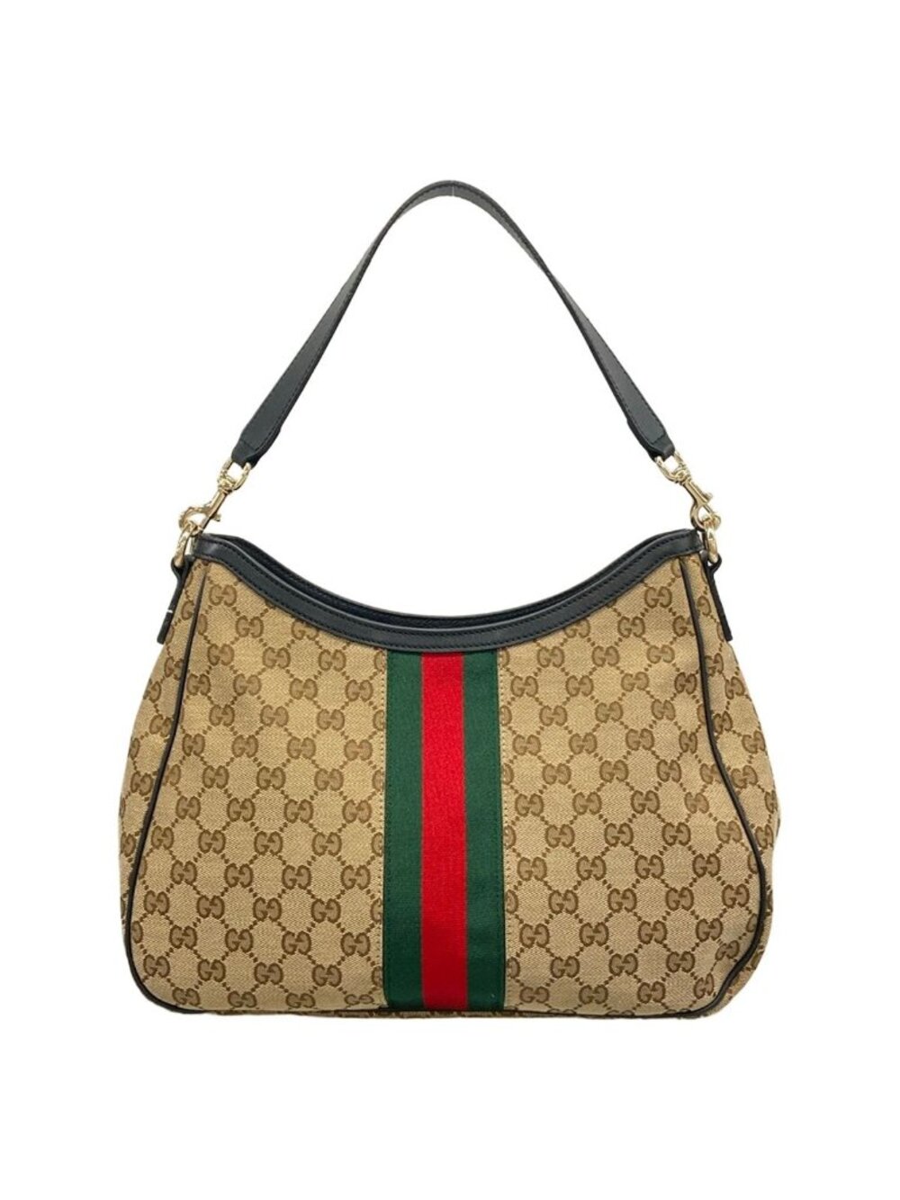 Gucci Shoulder Bag GG Pattern Sherry Dark Brown Beige Multi Leather